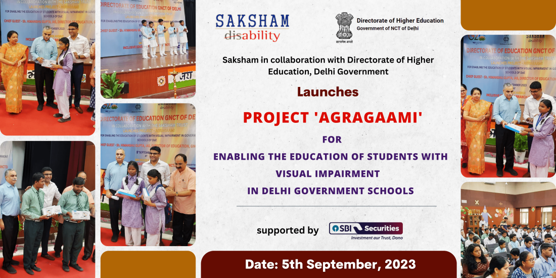 🎉We're proud to announce the signing of MoU between Mr. Dipendra Manocha, Founder Managing Trustee of Saksham, and Mr Himanshu Gupta, Directorate of Education, IAS, GNCTD, on 31st July 2023 for initiating project 'Agragaami' in Delhi Government Schools for the students with visual impairment.🎉